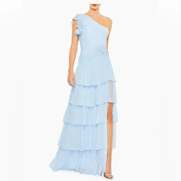 sachin and babi light blue dress Mac Duggal | Dresses | Mac Duggal Tiered Chiffon Oneshoulder Gown Maxi Dress